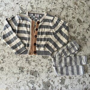 Next/Hanna grey stripe cardigan/tights set